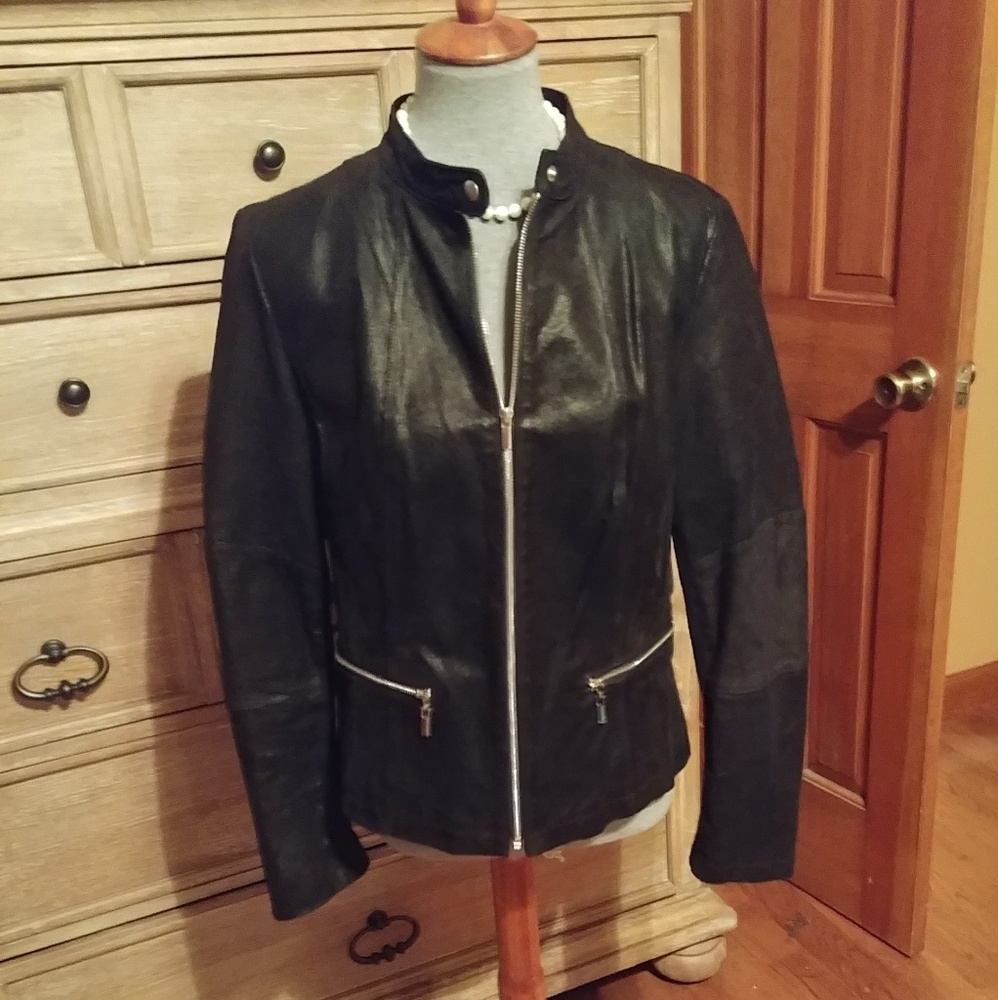 Leather biker Jacket 2 front pockets